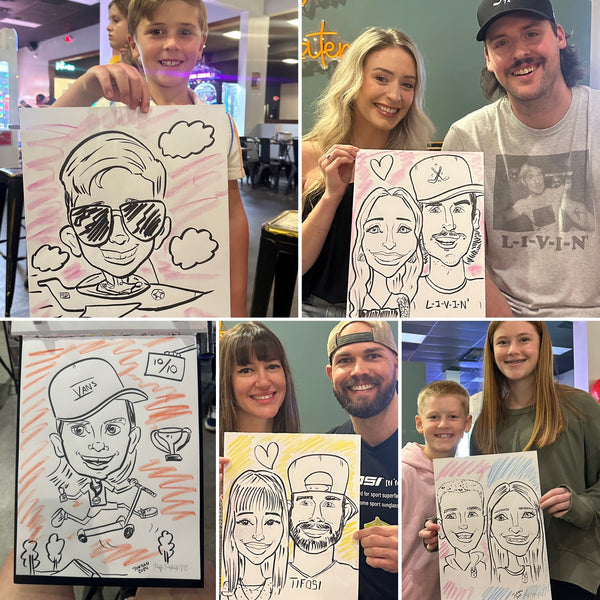 Corporate Family Day Caricatures - Amelia Aesthetics - Wake Forest, NC