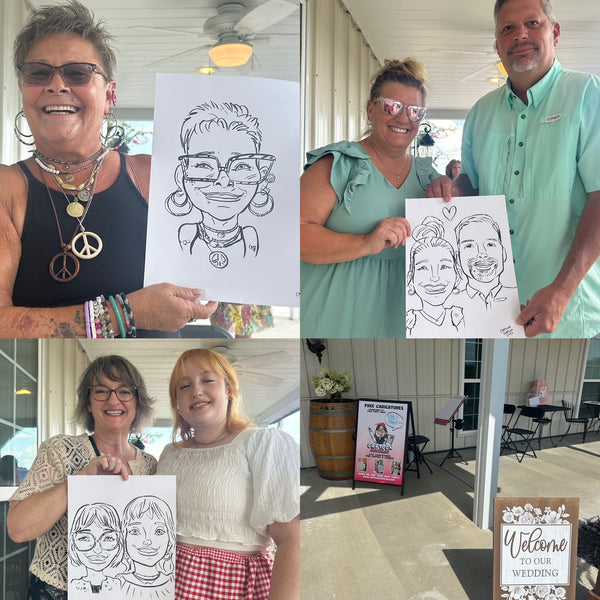 Live Wedding Reception Caricatures - Willow and Stone Events Mocksville, NC