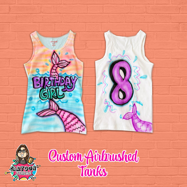 Mermaid themed Airbrushed Tank Top