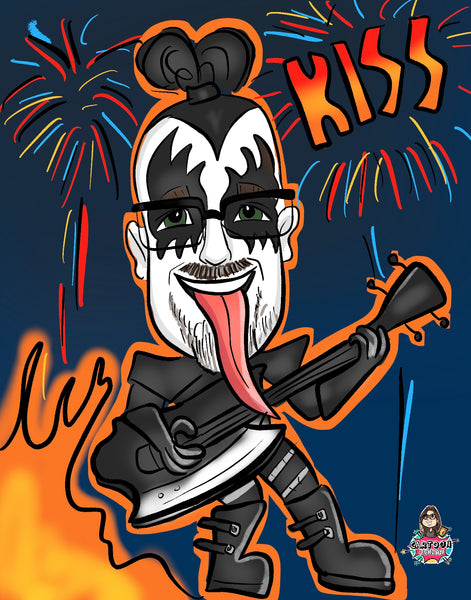 KISS digital themed caricature - Rolesville Farmers Market