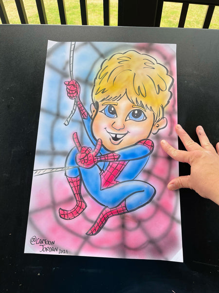 Spiderman Airbrushed Caricature Commission