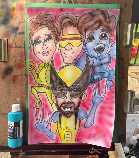 Custom Family Caricature X-Men Themed