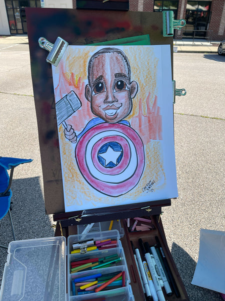 Captain America themed Caricature - Rolesville Farmers Market